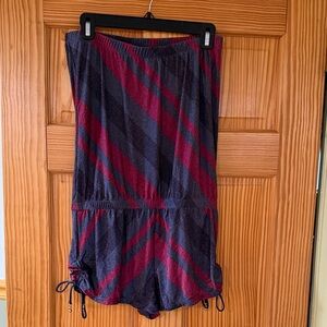 Marc Jacobs Swimsuit Navy & Burgundy Glitter Striped Swimsuit Romper